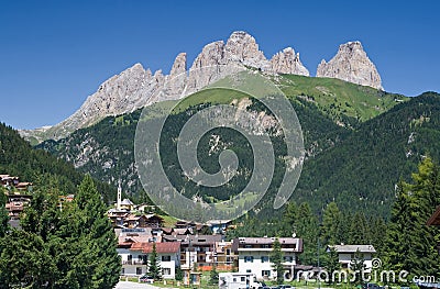 Alba di Canazei, val di Fassa Stock Photo