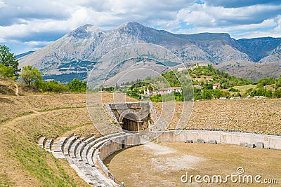 Alba Fucens, ancient Italic town at the foot of the Monte Velino, near Avezzano, Abruzzo, central Italy. Stock Photo