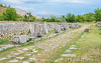 Alba Fucens, ancient Italic town at the foot of the Monte Velino, near Avezzano, Abruzzo, central Italy. Stock Photo