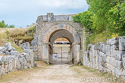 Alba Fucens, ancient Italic town at the foot of the Monte Velino, near Avezzano, Abruzzo, central Italy. Stock Photo