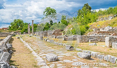 Alba Fucens, ancient Italic town at the foot of the Monte Velino, near Avezzano, Abruzzo, central Italy. Stock Photo