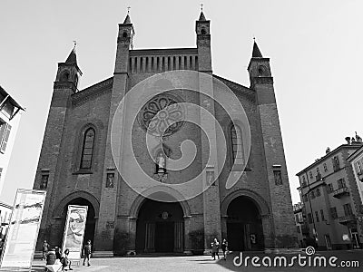 San Lorenzo Cathedral in Alba in black and white Editorial Stock Photo