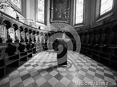 San Lorenzo Cathedral in Alba in black and white Editorial Stock Photo