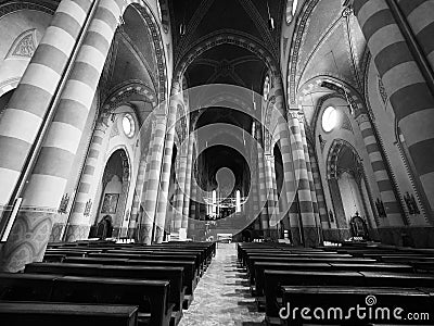 San Lorenzo Cathedral in Alba in black and white Editorial Stock Photo