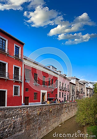 Albaicin Darro carrera street Granada Spain Stock Photo