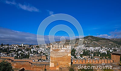 Albaicin view from Alhambra in Granada Editorial Stock Photo