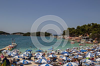 Albania, ksamil -13 July 2018. Tourists are resting on the beach Editorial Stock Photo