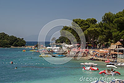 Albania, ksamil -13 July 2018. Tourists are resting on the beach Editorial Stock Photo