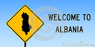 Albania map on road sign. Vector Illustration