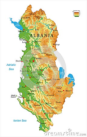 Albania physical map Vector Illustration
