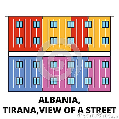 Albania, Pristina landmark, travel sign, design sightseeing vector, flat vacation illustration Vector Illustration