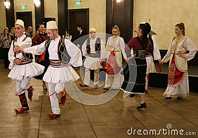Albanian dancers in traditional costumes Editorial Stock Photo