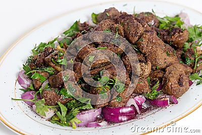 Albanian liver three quarters view Stock Photo