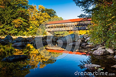 Albany Covered Bridge, along the Kancamagus Highway in White Mountain National Forest, New Hampshire. Stock Photo