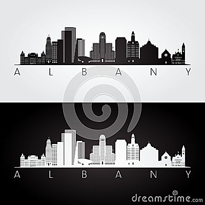Albany usa skyline and landmarks silhouette Vector Illustration