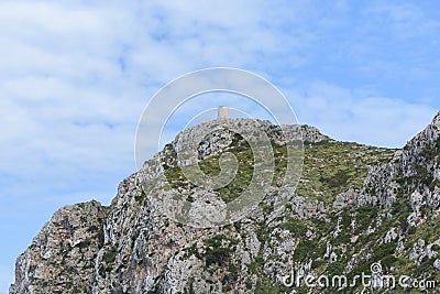 Albercutx watchtower Talaia d`Albercuix on top of mountain in Mallorca, Spain Stock Photo
