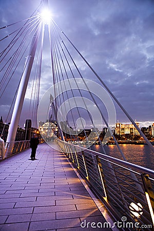 Albert Bridge at sunset Editorial Stock Photo