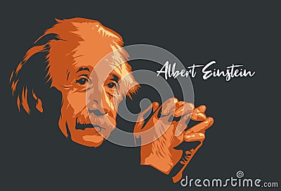 Albert Einstein detail silhouette portrait vector illustration Vector Illustration