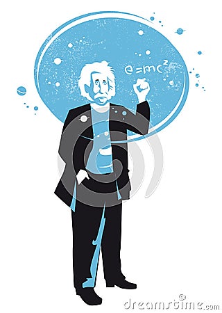 Albert Einstein and the relativity theory Vector Illustration