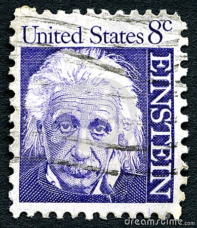 Albert Einstein US Postage Stamp Editorial Stock Photo