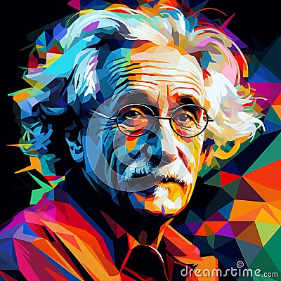 Albert Enstein Wpap style Generative AI Cartoon Illustration