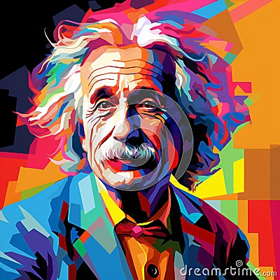 Albert Enstein Wpap style Generative AI Cartoon Illustration