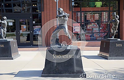 Albert Fred Schoendienst Statue, Downtown St. Louis Editorial Stock Photo