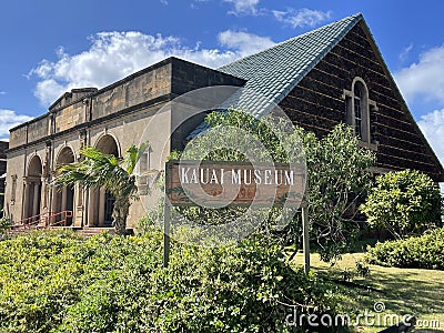 Albert Spencer Wilcox Building at Kauai Museum in Lihue on Kauai Island in Hawaii Editorial Stock Photo