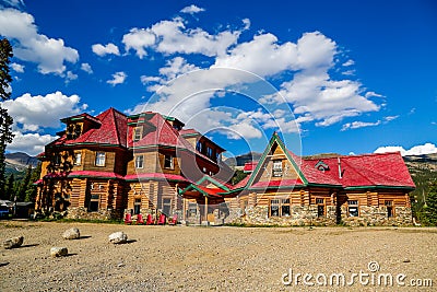 Historical Num-Ti-Jah Lodge near Bow Lake in Banff National Park Editorial Stock Photo