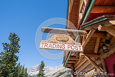 Alberta, Canada - July 12, 2022: Jimmy Simpsons Trading Post gift shop at the Numti-Jah Lodge at Bow Lake Editorial Stock Photo