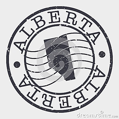 Alberta Canada Stamp Postal. A Map Silhouette Seal. Passport Round Design. Vector Icon Design Retro Travel. Vector Illustration