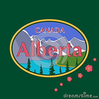 Design element with a view of Alberta Canada Cartoon Illustration