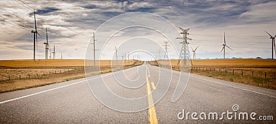 An Alberta Wind Farm generating electricity for a diversified economy. Stock Photo
