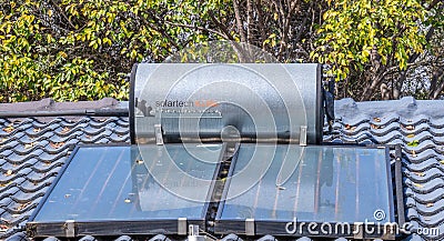 Solartech residential solar water heating system Editorial Stock Photo