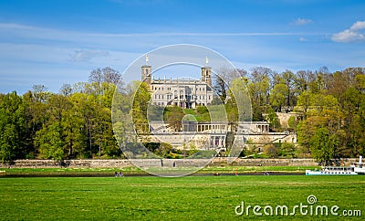 Albrechtsberg Palace in Dresden. Stock Photo