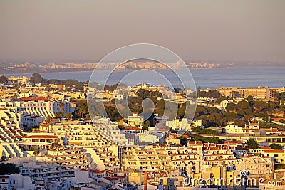 ALBUFEIRA, ALGARVE, PORTUGAL - Aerial view on Albufeira, Faro Region. Algarve, Portugal Editorial Stock Photo