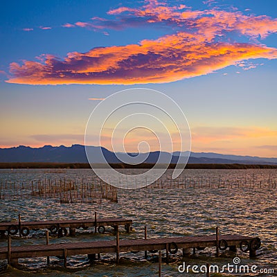 Albufera sunset lake park in Valencia el saler Stock Photo