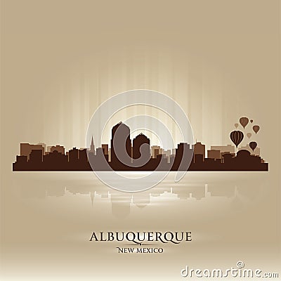Albuquerque, New Mexico skyline city silhouette Cartoon Illustration