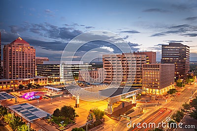Albuquerque, New Mexico, USA Downtown Cityscape at Twilight Stock Photo