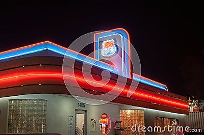 50`s style Diner on Historic Route 66, Albuquerque, New Mexico, USA Editorial Stock Photo