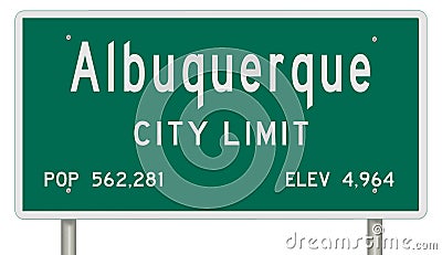 Albuquerque road sign showing population and elevation Stock Photo
