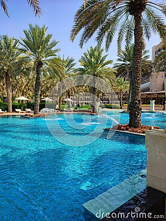Albustan palace hotel pools , Muscat Oman Editorial Stock Photo