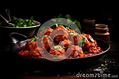 AlbÃ³ndigas - Spanish meatballs typically served in a tomato sauce Stock Photo