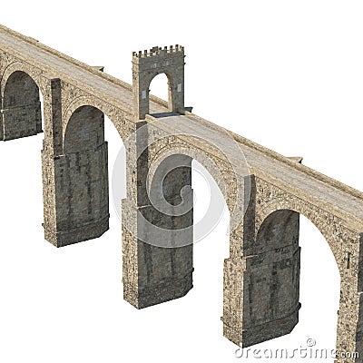 Alcantara Bridge on white. 3D illustration, clipping path Cartoon Illustration