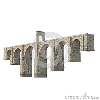 Alcantara Bridge on white. 3D illustration, clipping path Cartoon Illustration