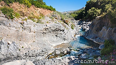 Alcantara river in Sicily in summer day Stock Photo
