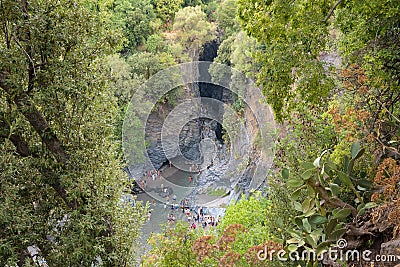 Alcantara river gorge on Sicily Editorial Stock Photo