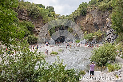 Alcantara river gorge on Sicily Editorial Stock Photo