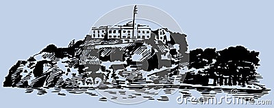 Alcatraz Island Vector Illustration