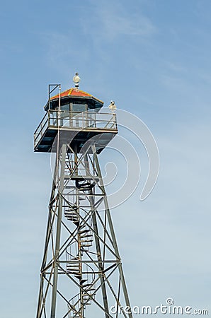 Alcatraz Prison guard tower with blue sky Editorial Stock Photo